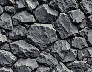 Close-up view of a dark gray stone wall