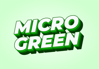 Naklejka premium Stylized text reading MICRO GREEN in bold, 3D typography with a green color scheme on a light green