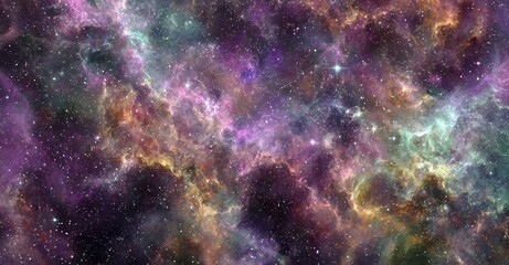 Obraz premium A vibrant nebula tapestry of swirling cosmic dust and light