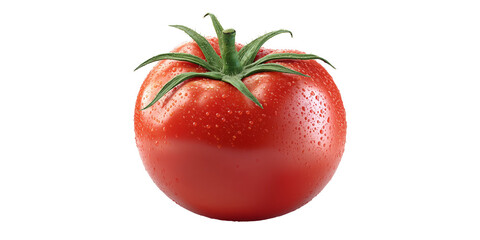 Fresh roma tomato with water droplets isolated on transparent background