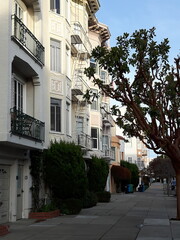Various bay windows (bow windows) of the elegant houses in California