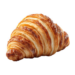 Golden brown croissant pastry isolated on transparent background