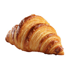 Golden brown flaky croissant isolated on transparent background