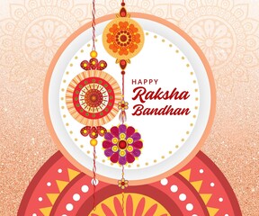 Red Illustrative Raksha Bandhan Social Media Graphic Post