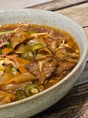 beef hor fun close up malaysian cuisine