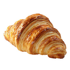 Golden brown flaky croissant isolated on transparent background