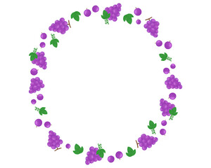 ぶどう 水彩 手描きグレープイラスト フルーツフレーム ポスター・Webデザイン・SNSに使える装飾イラスト素材