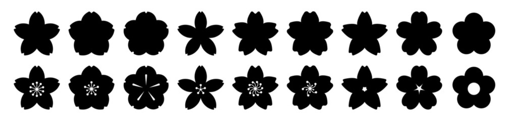 Simple flower vector icon set