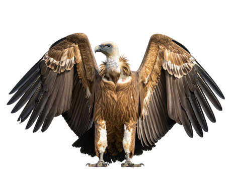 Griffon vulture isolated on a white background, a large scavenger bird