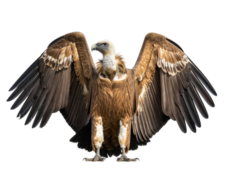 Griffon vulture isolated on a white background, a large scavenger bird