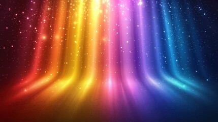 Rainbow light curtain with sparkling particles