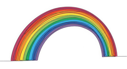 Vibrant quilled rainbow arch on a white background