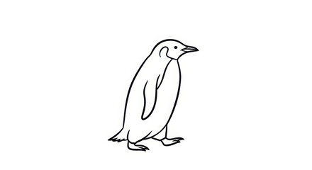 Simple line drawing of a penguin standing and walking