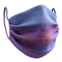 Textured fabric face mask with elastic ear loops isolated on transparent background