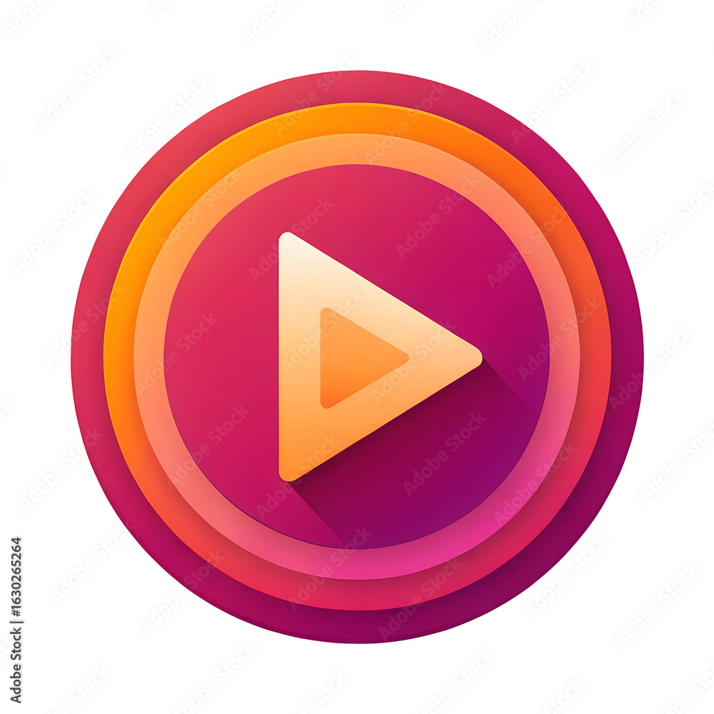 Poster modern play button icon with gradient circles isolated on transparent background