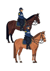Obraz premium Equestrian Enforcement Two Mounted Police Officers on Patrol duty
