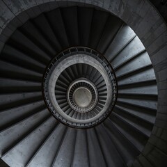 Dramatic Gray Spiral Staircase Low Angle Architecture Interior