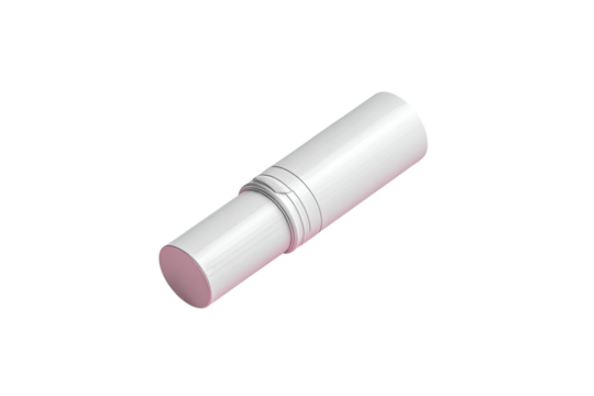 Cylindrical, white cosmetic container, likely lipstick.  A 3D render