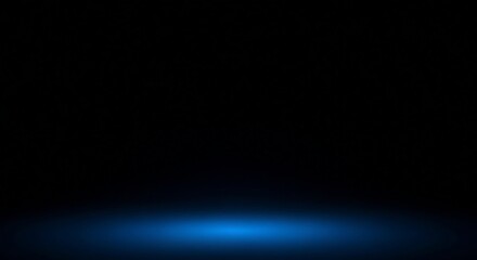 Obraz premium Minimalist abstract background with a bright blue glowing light emanating from the bottom on a dark, moody backdrop