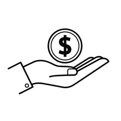 Hand holding a dollar coin isolated on transparent background