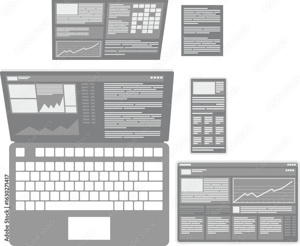 Aufkleber the image shows a collection of stylized computer screens and a keyboard.