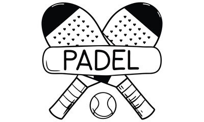Padel Tennis Logo with Crossed Rackets and a Ball