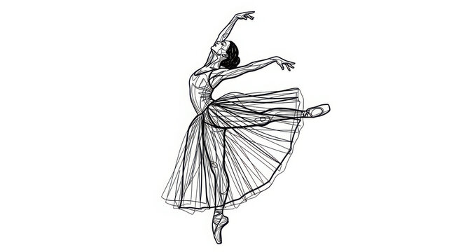 Fototapeta Elegant ballerina in dynamic pose sketch