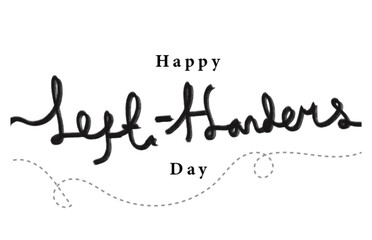 Happy Left Handers Day hand drawn line littering modern black vector calligraphy isolated on white background elegant lettering banner template for banner cards banner