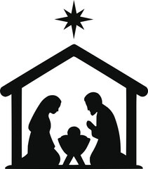 silhouette vector holy family icon © Nila