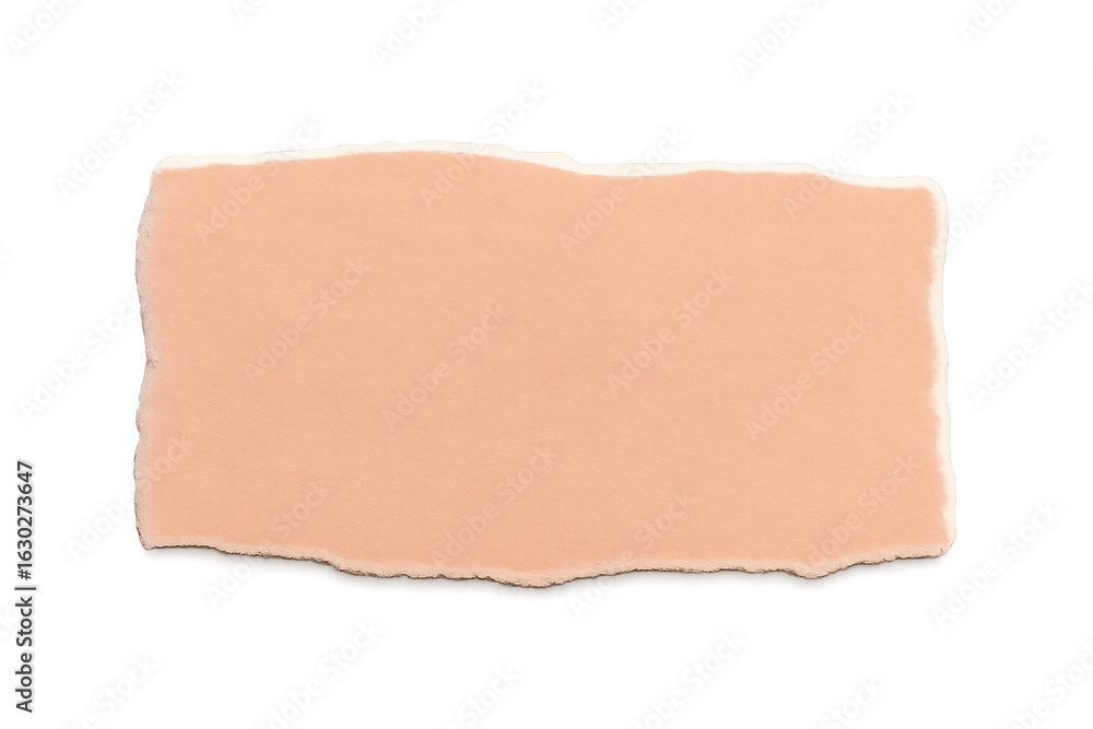 Aufkleber pale peach rectangular paper fragment with ragged edges forming textured border, lying against trans