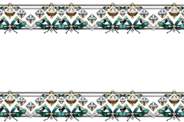 Elegant symmetrical border featuring teal ribbons and sparkling gold and silver gems creating a luxurious decorative frame.