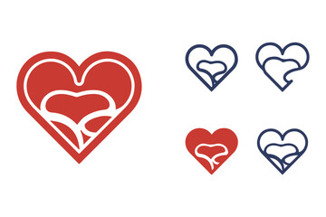 Interlocking hearts logo design variations