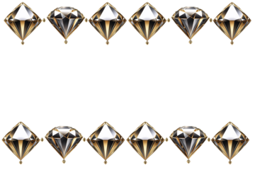 A decorative border featuring two rows of glittering diamonds set in gold, creating a luxurious and elegant frame element.