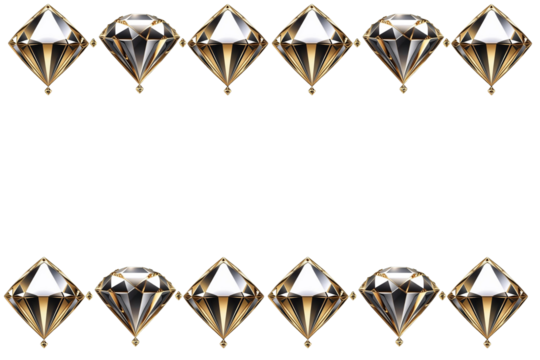A decorative border featuring two rows of glittering diamonds set in gold, creating a luxurious and elegant frame element.