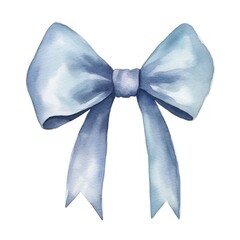 Naklejka premium Elegant watercolor blue ribbon bow