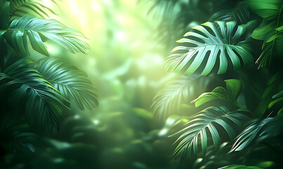 Lush Tropical Foliage Bathed in Sunlight