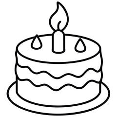 Vector art of birthday cake with a single candle isolated on white background