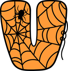 Spider Web Style Letter V