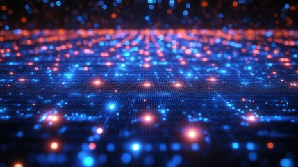 Abstract digital network of glowing points