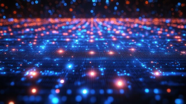 Abstract digital network of glowing points