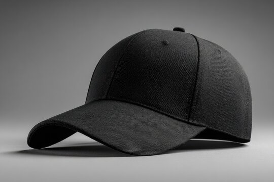 Black baseball cap, angled view