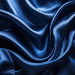 Obraz premium Deep blue silk fabric, draped in flowing, elegant folds