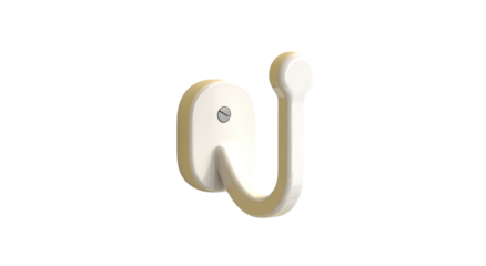 Cream-colored wall hook, smooth curve, simple design