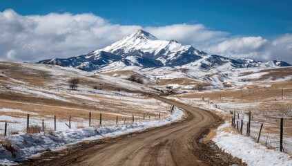 Scenic mountain road in winter