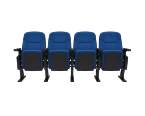 Blue auditorium seating row theater cinema chairs furniture seats conference room seating public seating design on transparent background