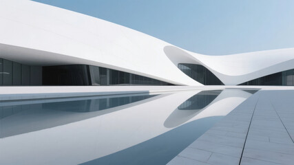 Obraz premium Modern Architectural Structure with Reflective Pool