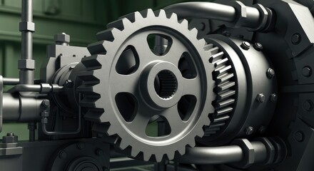 Closeup mechanical gears and components