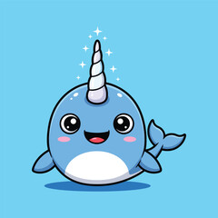 Narwhal Mascot cartoon animal illustration