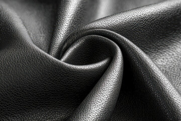 Close-up view of textured black leather showcasing its quality and sheen in natural light