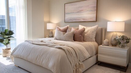 modern living room with bed